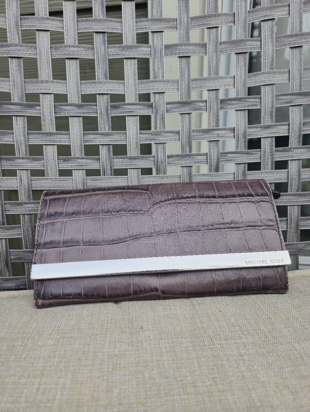 Michael Kors Brown Croc-Embossed Wallet